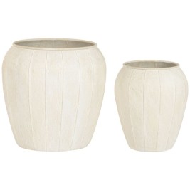 Саксия Home ESPRIT Бежов Метал Scandi 50 x 50 x 49,5 cm (2 Части)
