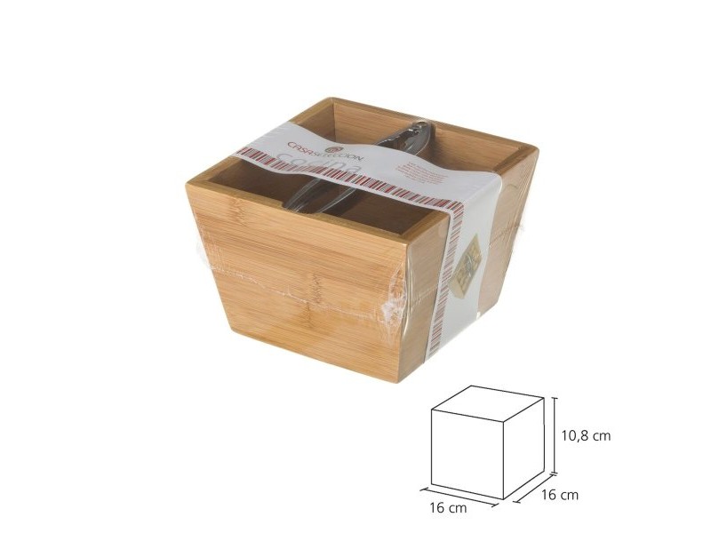 Орехотрошачка Сребрист Естествен Метал Бамбук 16 x 16 x 11 cm