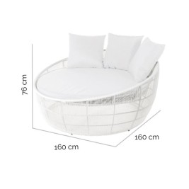 Lamamistool Dido 160 x 160 x 76 cm Кръгъл Бял