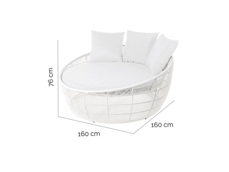 Lamamistool Dido 160 x 160 x 76 cm Кръгъл Бял