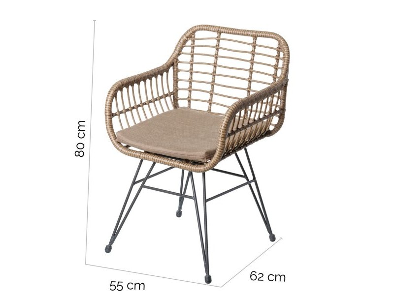Aiatool Ariki 57 x 62 x 80 cm синтетичен ратан Стомана Графит