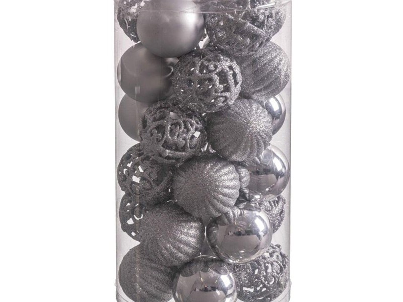Коледни топки Сребрист Пластмаса 5 x 5 x 5 cm (30 броя)