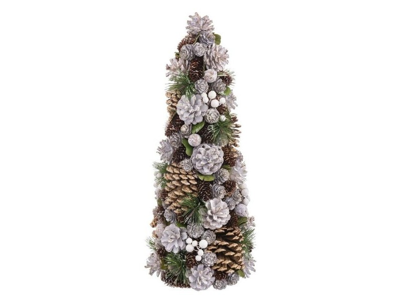 Коледно дърво Бял Златен Пластмаса Foam Ананаси 19 x 19 x 48,5 cm