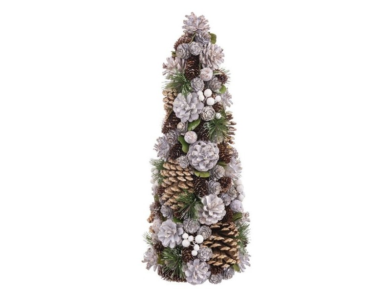 Коледно дърво Бял Златен Пластмаса Foam Ананаси 19 x 19 x 48,5 cm