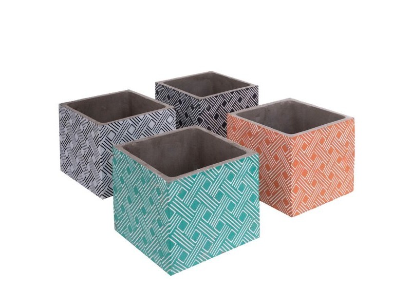 Комплект саксии Fiore Цимент Квадратек 14 x 14 x 12 cm (4 броя)