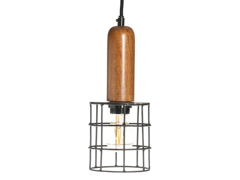 Полилей 12 x 12 x 27 cm Естествен Златен Дървен Желязо 220 V Дърво манго 240 V