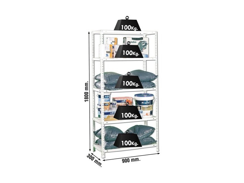 Лавица Simon Rack Comfort 5/300 Метал 5 Рафтове 500 kg (180 x 90 x 30 cm)