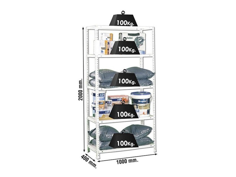 Лавица Simon Rack Comfort Plus 5/400 Бял 200 x 100 x 40 cm Метал 5 Рафтове 100 kg