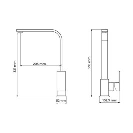 Смесител EDM 01194 Getaria Сребрист Неръждаема стомана Месинг цинк 5,2 x 20,05 x 33,8 cm
