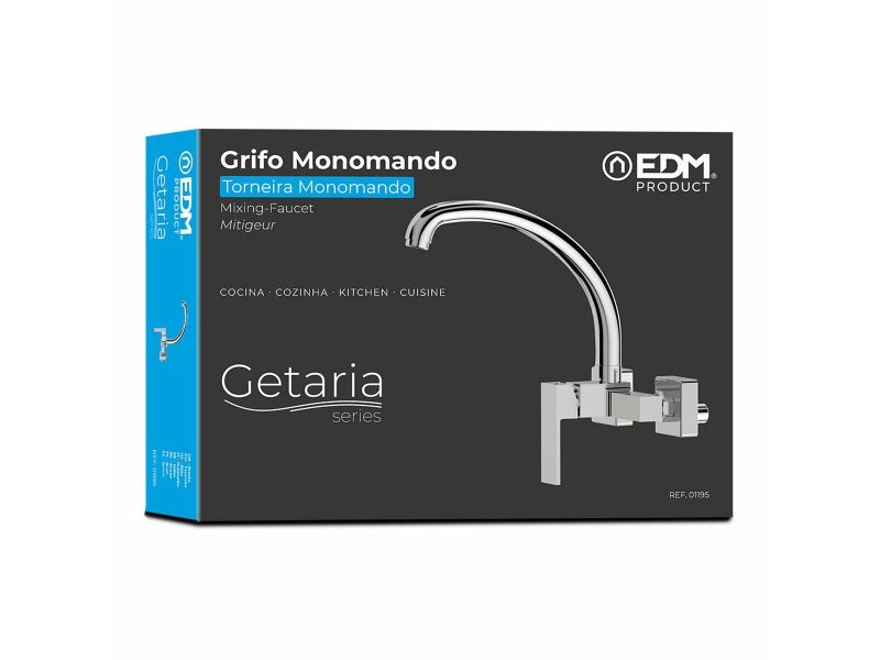 Смесител EDM 01195 Getaria Сребрист Неръждаема стомана Месинг цинк Мивка