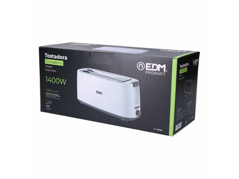 Тостер EDM 07799 White Design 1400 W Двоен слот