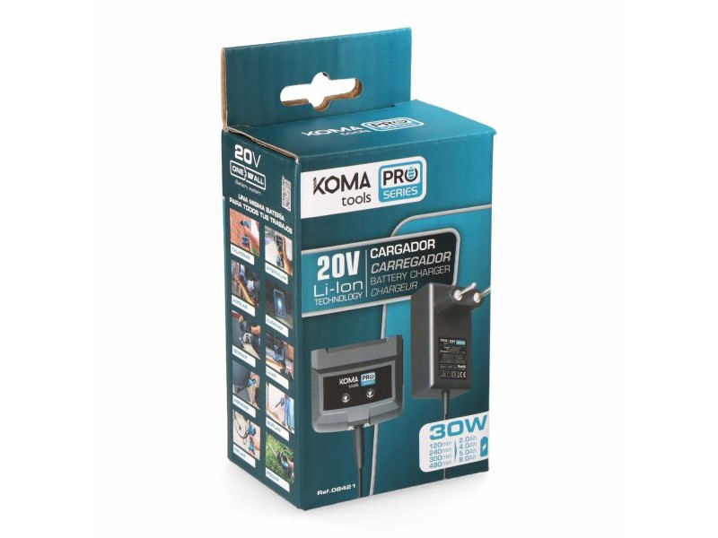 Зарядно за батерия Koma Tools 4 Ah 2 Ah 5 Ah 8 Ah 20 V 100-240 V~50/60 Hz