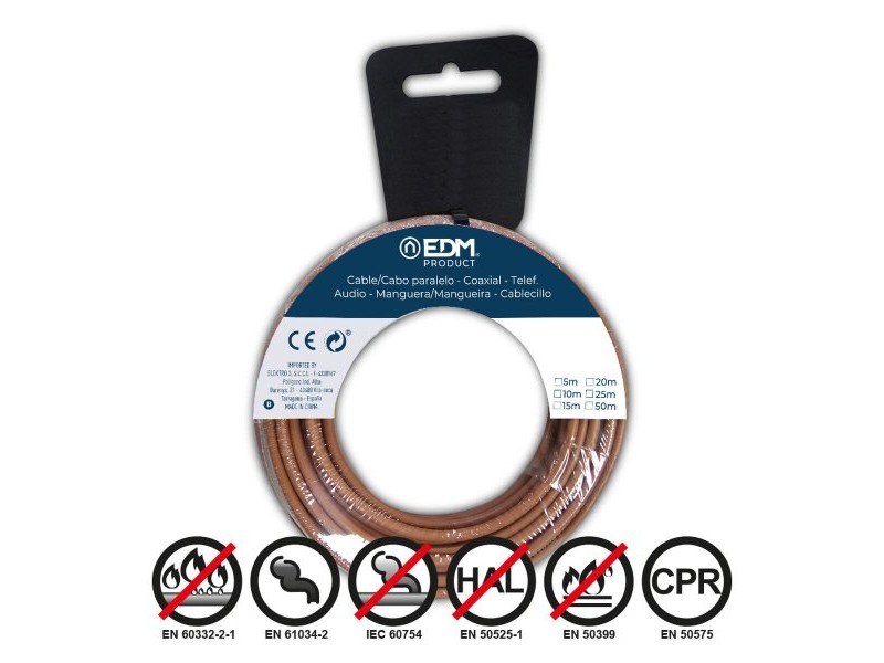 Микро SATA Combo кабел EDM 28457 Кафяв 10 m 2,5 mm