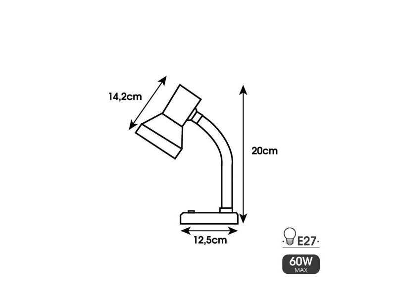 Настолна лампа EDM 30250 London Черен Метал 60 W 12,5 x 20 cm E27 Flexo / Настолна лампа (1 броя)
