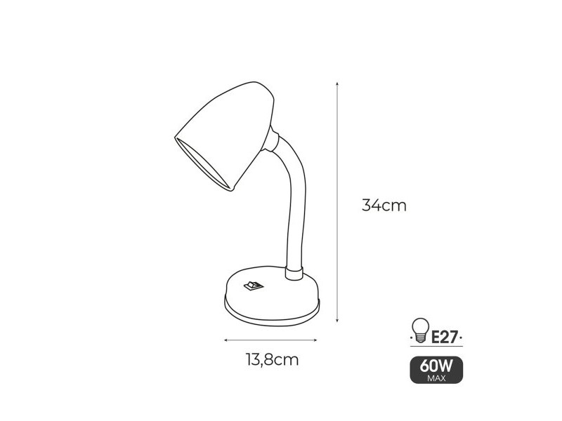 Настолна лампа EDM 30257 Amsterdam Бял Метал 60 W 13 x 34 cm E27 Flexo / Настолна лампа (1 броя)