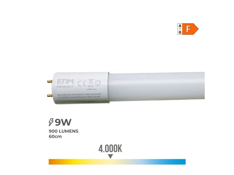 LED тръба EDM 31197 F 18 W 9 W G13 T8 900 Lm Ø 2,6 x 60 cm (4000 K)