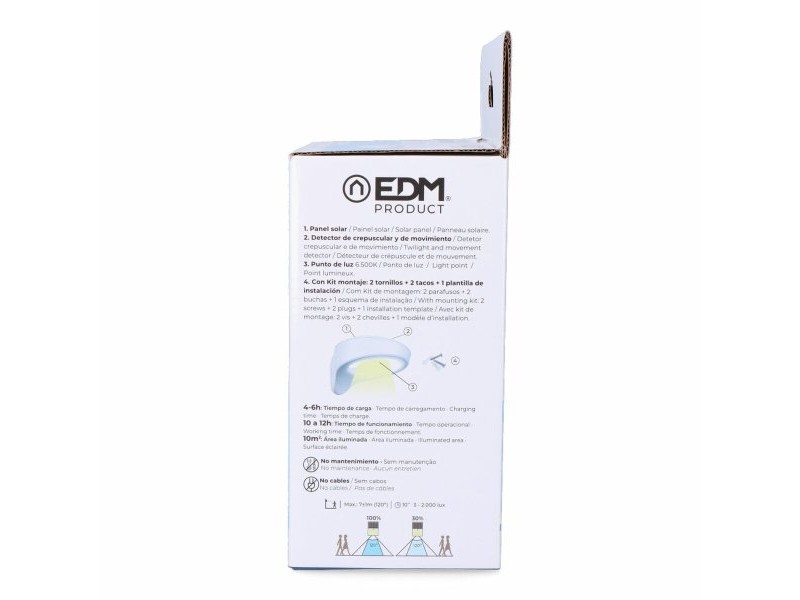 LED Аплик EDM 31853 Бял 2 W 1,8 W 200 Lm 155 Lm Слънчев Сензор за Движение (6500 K)