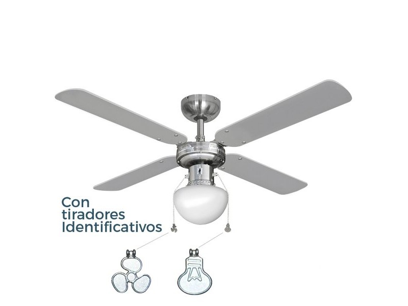 Вентилатор за таван с осветление EDM 33801 Caribe Сребрист 50 W