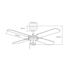Вентилатор за таван EDM 33802 Báltico Бял 50 W ø 102 cm