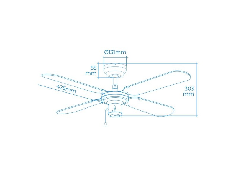Вентилатор за таван EDM 33802 Báltico Бял 50 W ø 102 cm