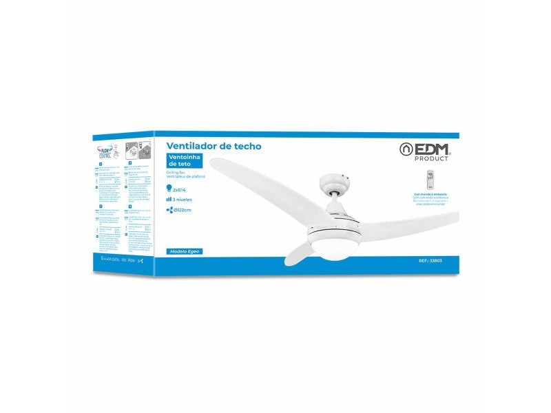 Вентилатор за таван с осветление EDM 33803 Egeo Бял 60 W