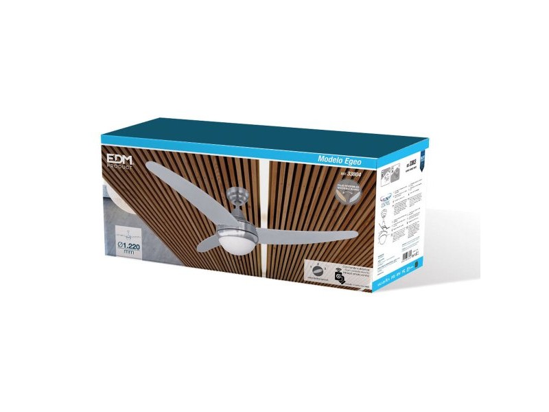 Вентилатор за таван с осветление EDM 33804 Egeo Сребрист 60 W