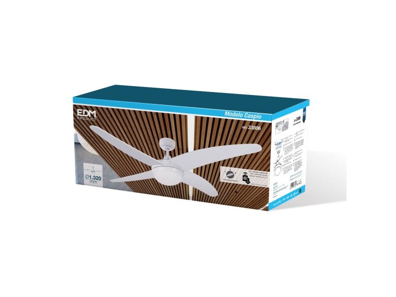 Вентилатор за таван с осветление EDM 33806 Caspio Бял 60 W