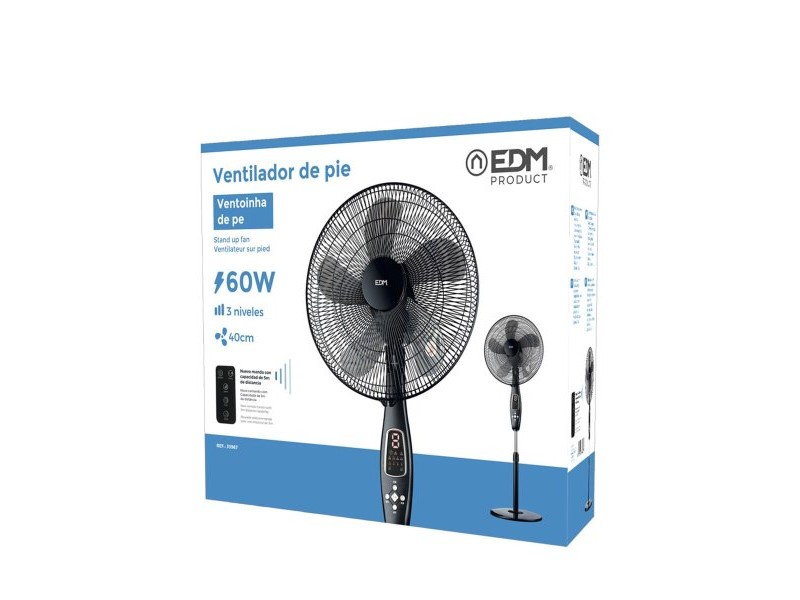 Вентилатор с крака EDM 33967 Черен 60 W