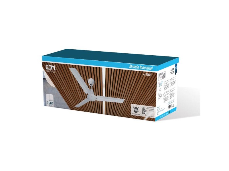 Вентилатор за таван EDM 33981 Бял 60 W Ø 140 cm индустриален