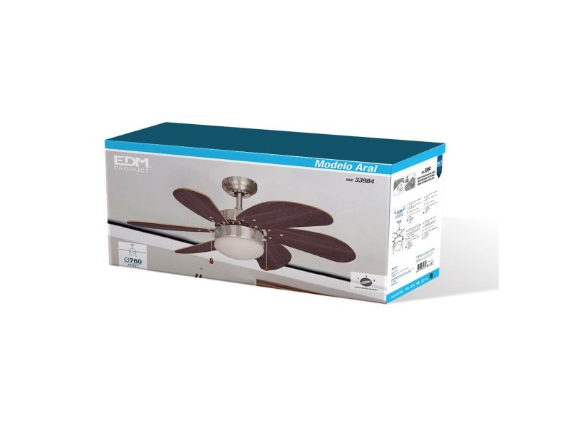 Вентилатор за таван с осветление EDM 33984 Aral Wengue никел 50 W