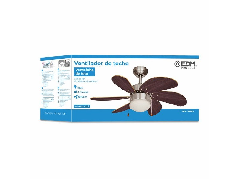 Вентилатор за таван с осветление EDM 33984 Aral Wengue никел 50 W