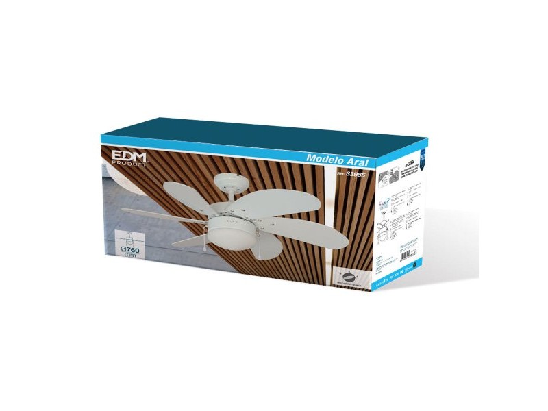 Вентилатор за таван с осветление EDM 33985 Aral Бял 50 W