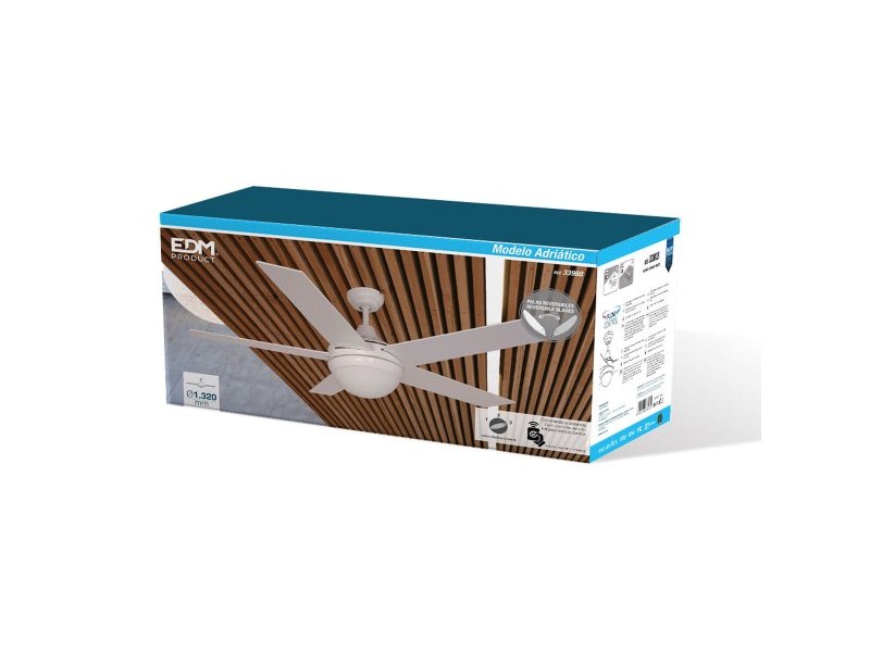 Вентилатор за таван с осветление EDM 33988 Adriatico Бял 60 W