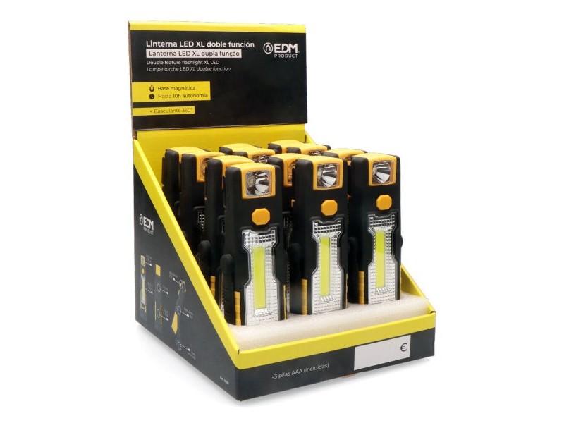 фенер LED EDM 36381 Cob XL 3 W Двойна функция Кука Магнит
