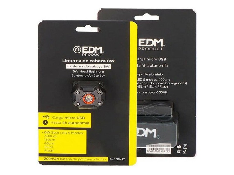 LED Фенер EDM 36417 Черен 8 W 400 lm