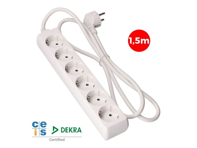 Табло с 6 гнезда с бутон за включване EDM 41006 Schuko (1,5 m)