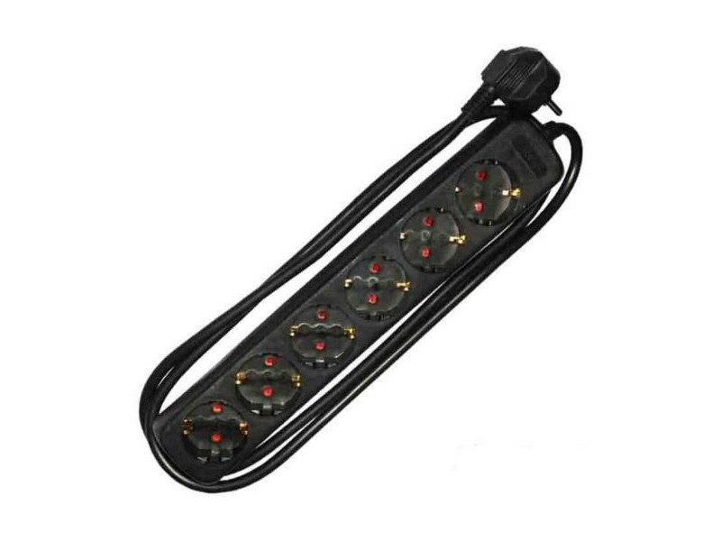 Табло с 6 гнезда с бутон за включване EDM 41008 Schuko (1,5 m)