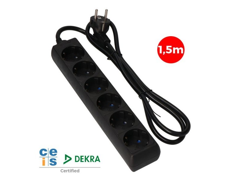 Табло с 6 гнезда с бутон за включване EDM 41008 Schuko (1,5 m)