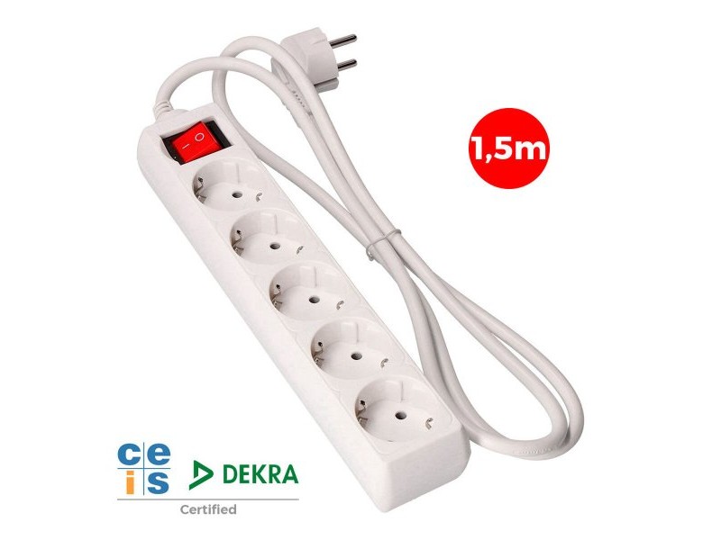 Контакт - 5 изхода с копче EDM 41011 Schuko (1,5 m)