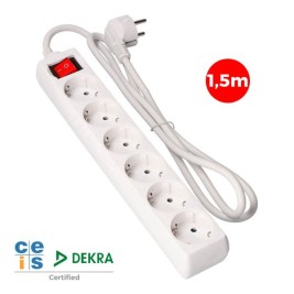 Контакт - 6 изхода с копче EDM 41012 Schuko (1,5 m)