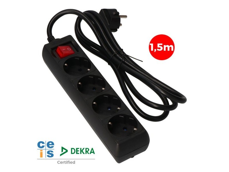 Табло с 4 гнезда с бутон за включване EDM 41013 Schuko (1,5 m)