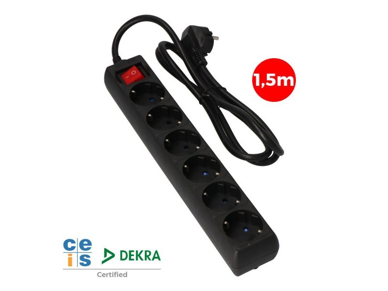 Контакт - 6 изхода с копче EDM 41014 Schuko (1,5 m)