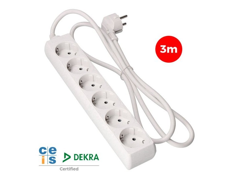 Табло с 6 гнезда с бутон за включване EDM 41036 Schuko (3 m)