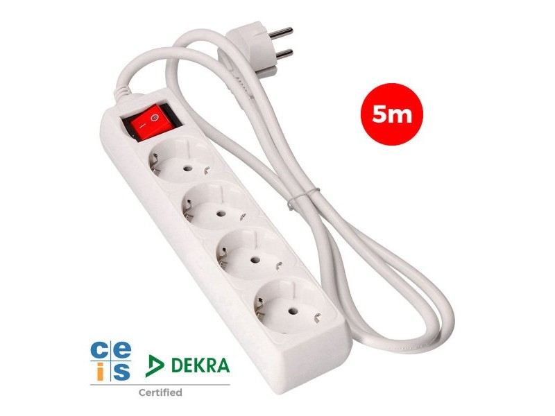 Табло с 4 гнезда с бутон за включване EDM 41064 Schuko (5 m)