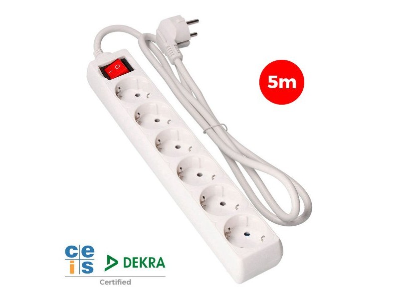 Контакт - 6 изхода с копче EDM 41066 Schuko (5 m)