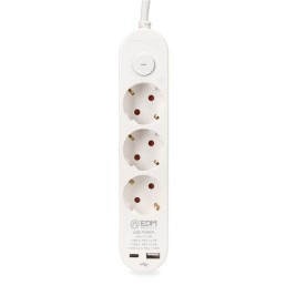 Табло с 3 гнезда с бутон за включване EDM 41822 Бял 3680 W 250 V 30 W (1,5 m)