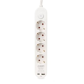 Табло с 4 гнезда с бутон за включване EDM 41823 Бял 3680 W 250 V 30 W (1,5 m)