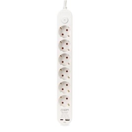 Контакт - 6 изхода с копче EDM 41825 Бял 3680 W 250 V 30 W (1,5 m)