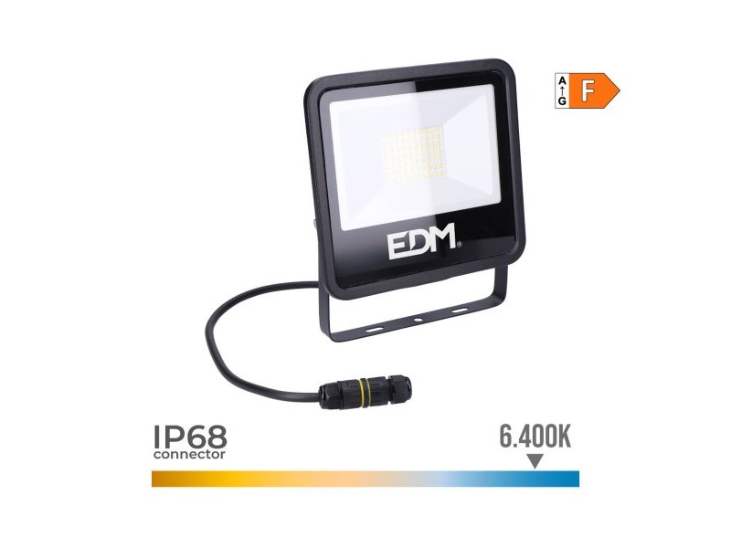LED spotlight EDM 70403 Черен F 50 W 4000 Lm (6400 K)