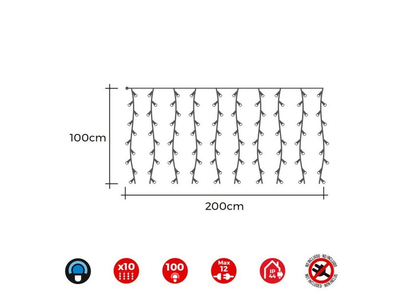 LED Светлинна Завеса EDM 71259 1,8 W Син Прозрачен 2 x 1 m (1 броя)